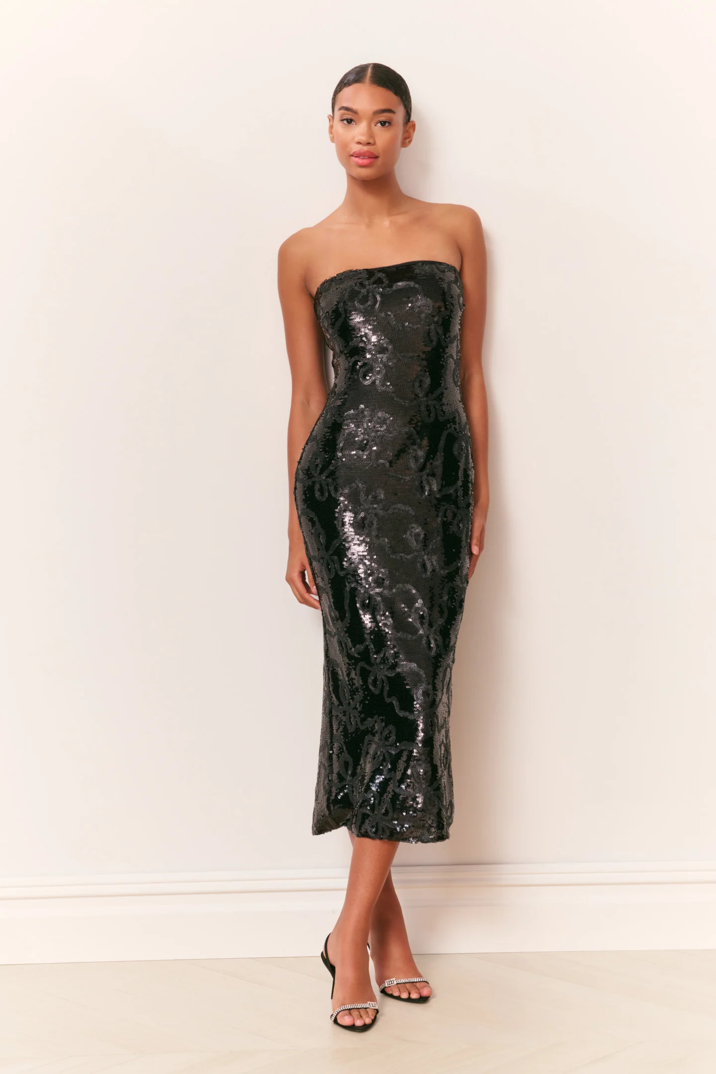 Stasia Sequin Winding Bow Midi Dress - Image 3