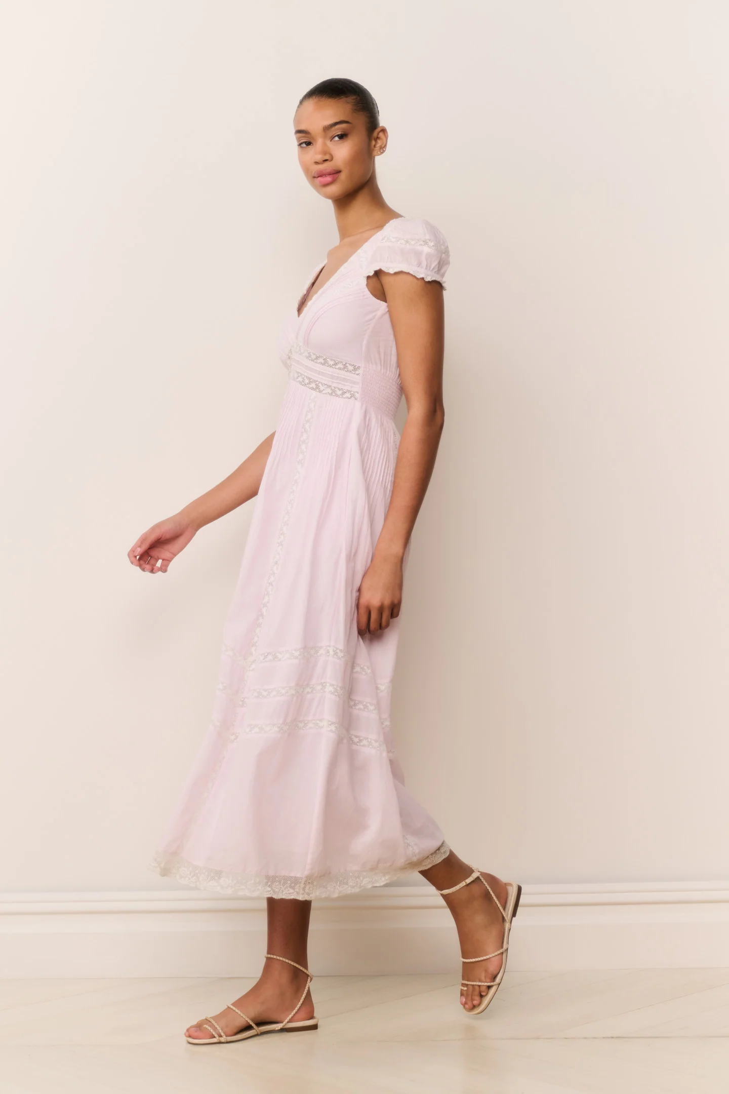 Suvi Pink Cotton Midi Dress - Image 3