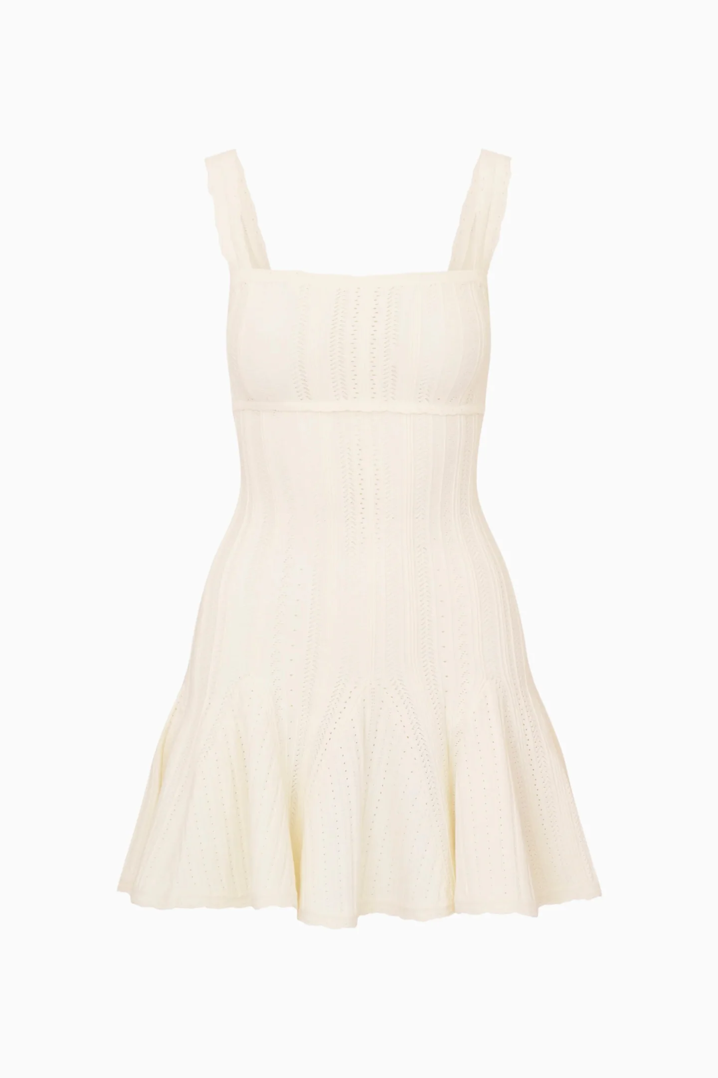 Tabatha Stretch Pointelle Mini Dress - WHITE TEA - Image 7
