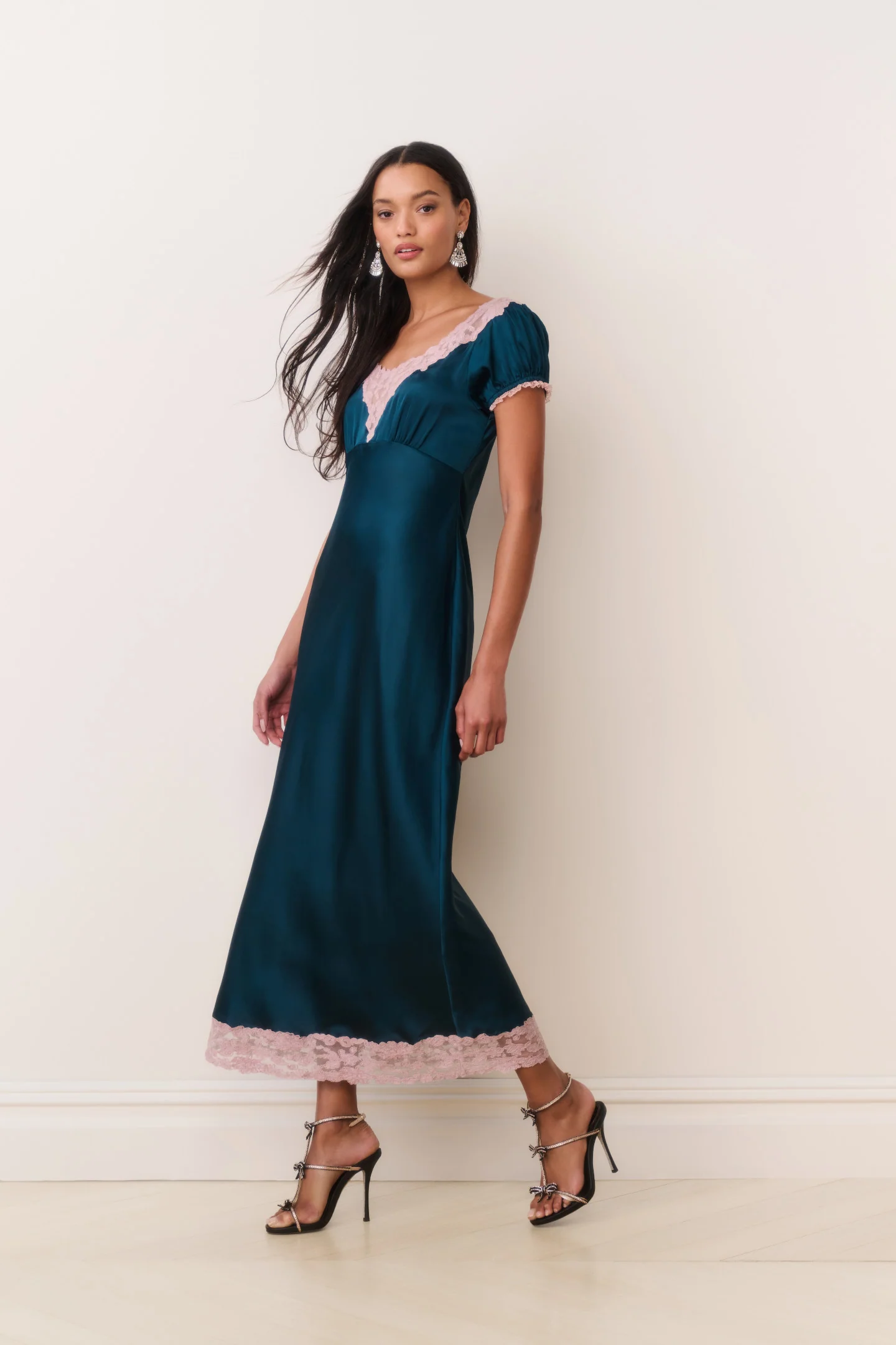 Taylis Satin Lace Maxi Dress - Image 3