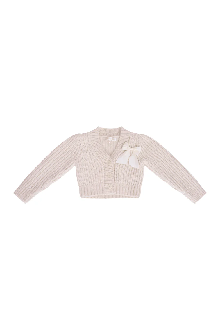 Girls Teisha Alpaca Bow Cardigan - SNOW - Image 5