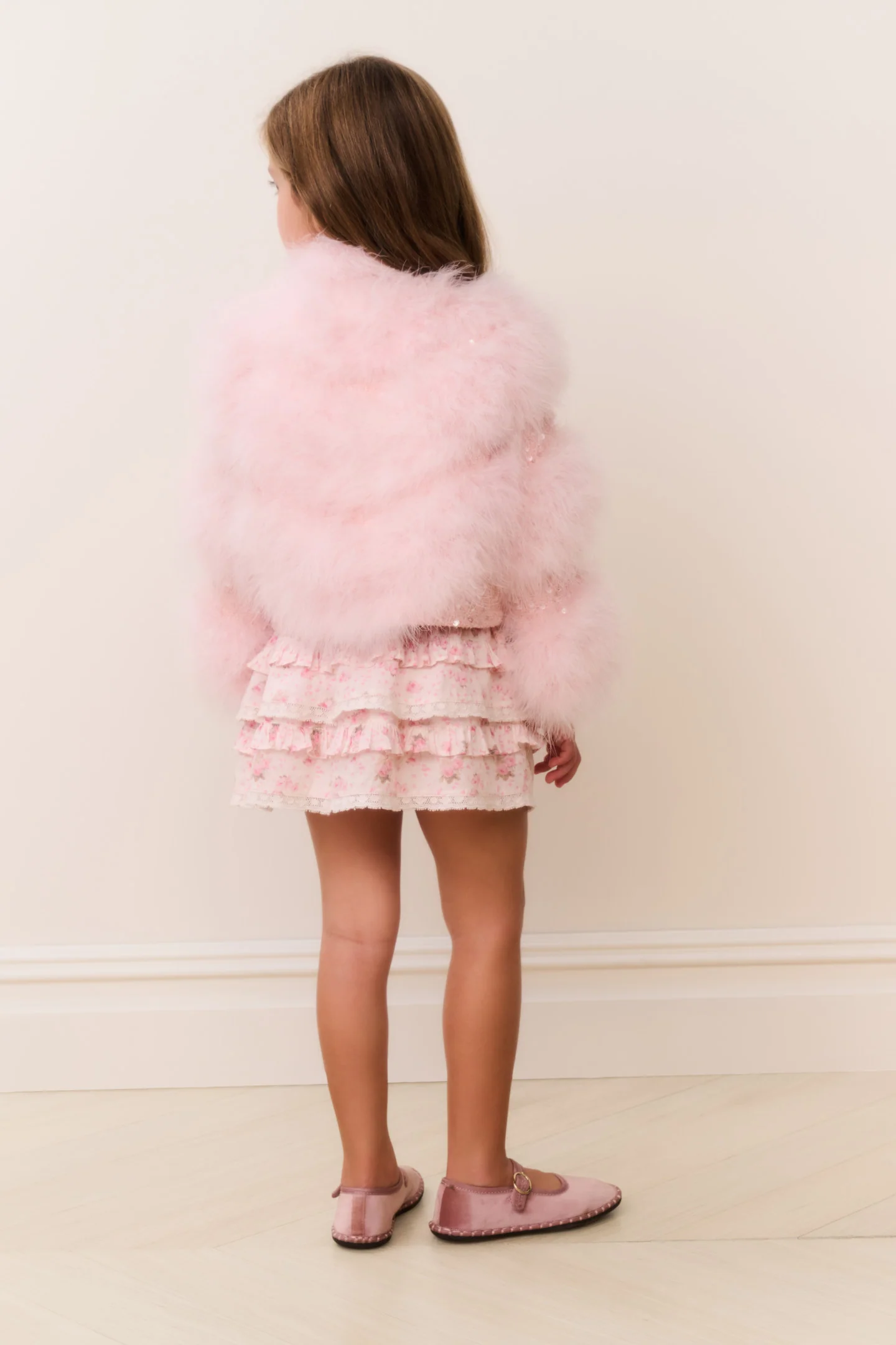 Little Girls Trislyn Feather Sequin Jacket - Image 3