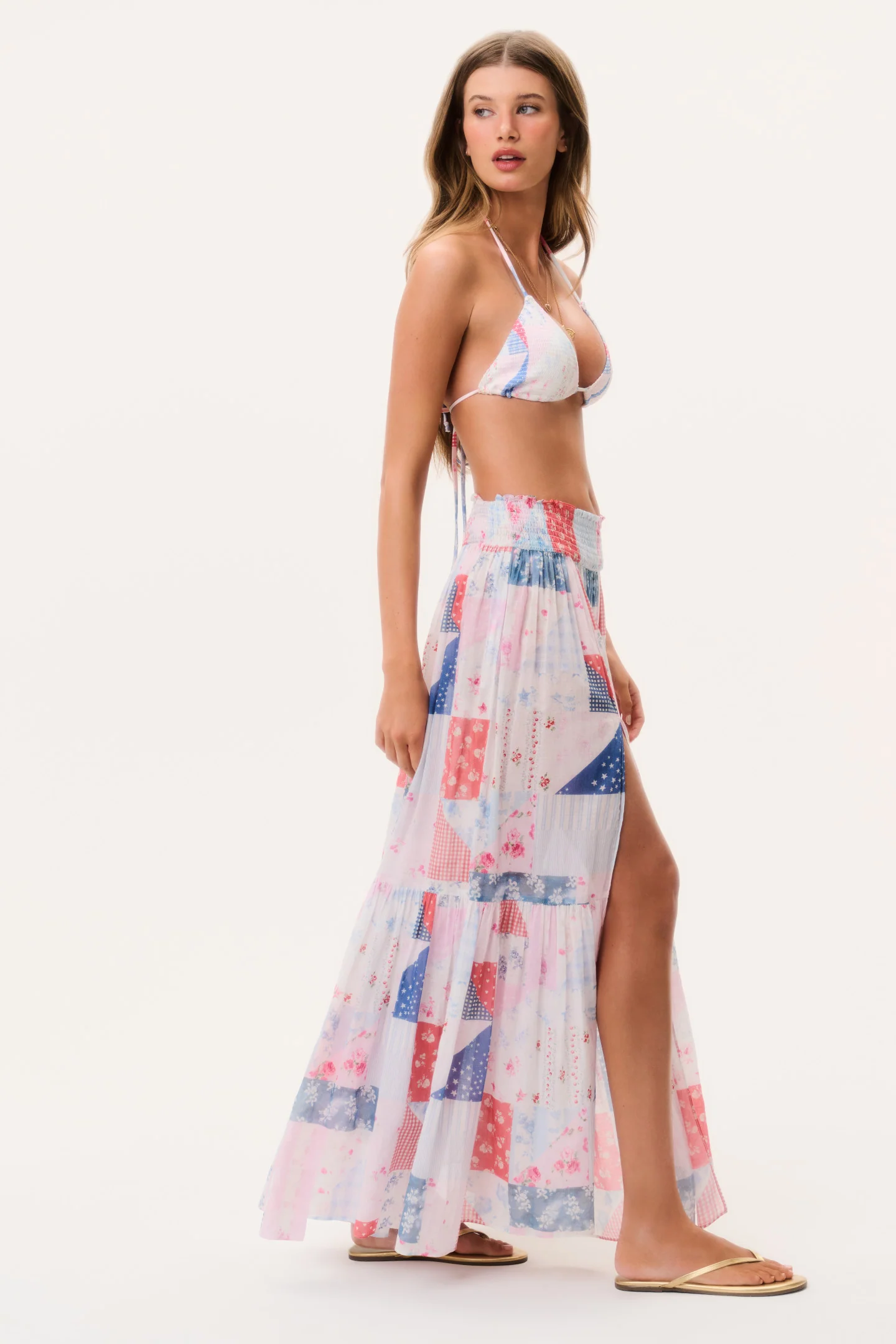 Umber Patchwork Print Maxi Skirt - Image 3