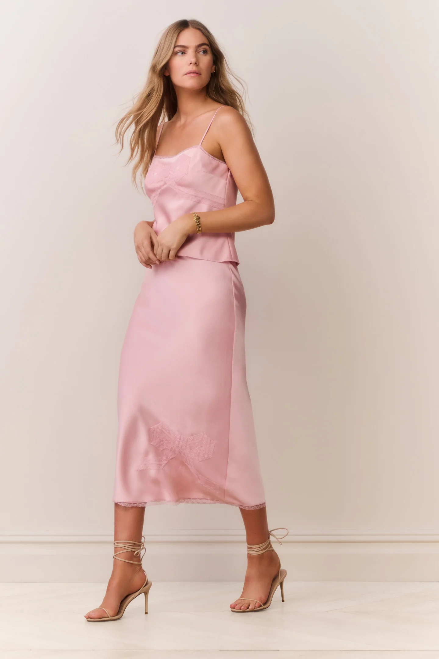Vallis Lace Bow Satin Maxi Skirt - Image 3