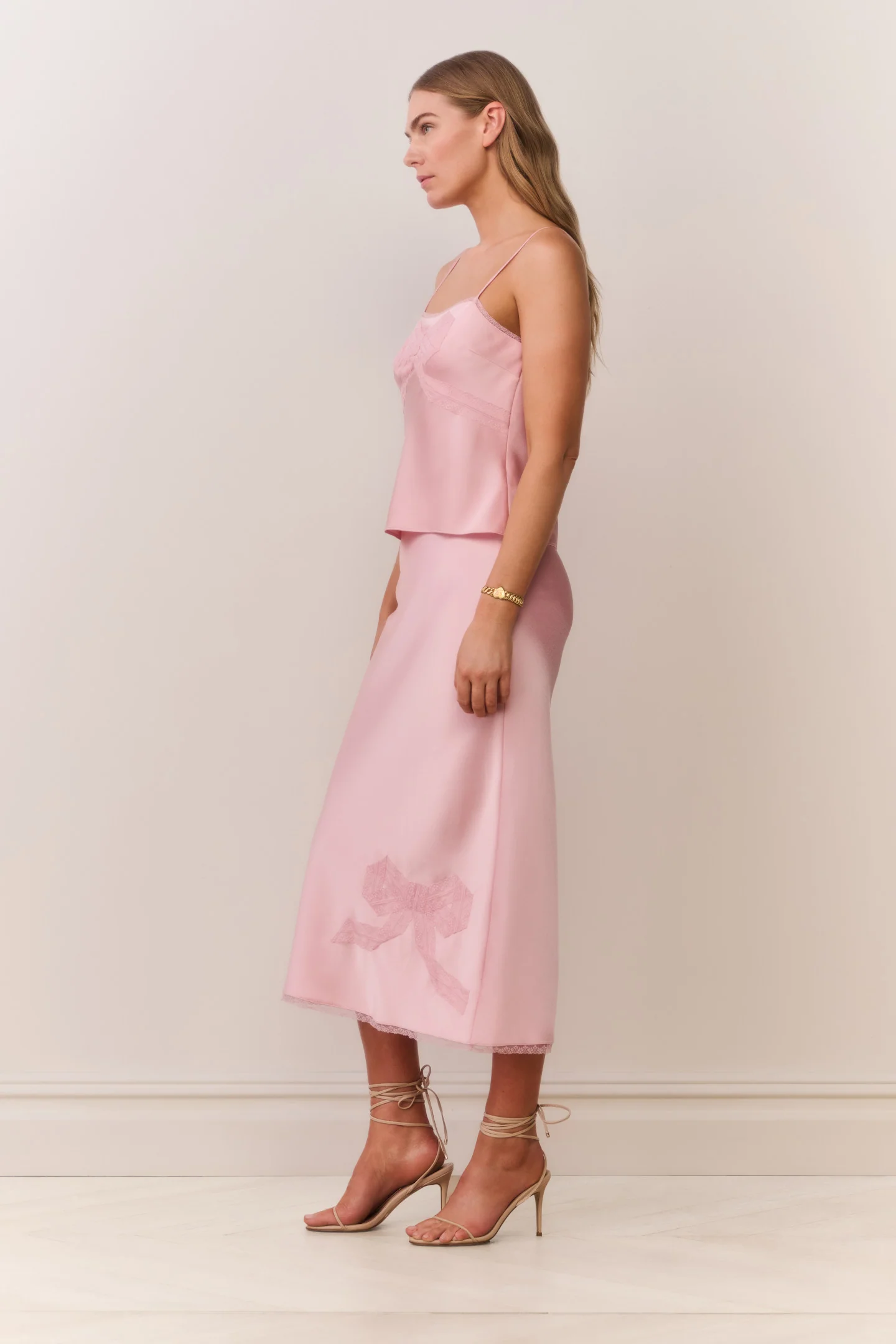 Vallis Lace Bow Satin Maxi Skirt - Image 4