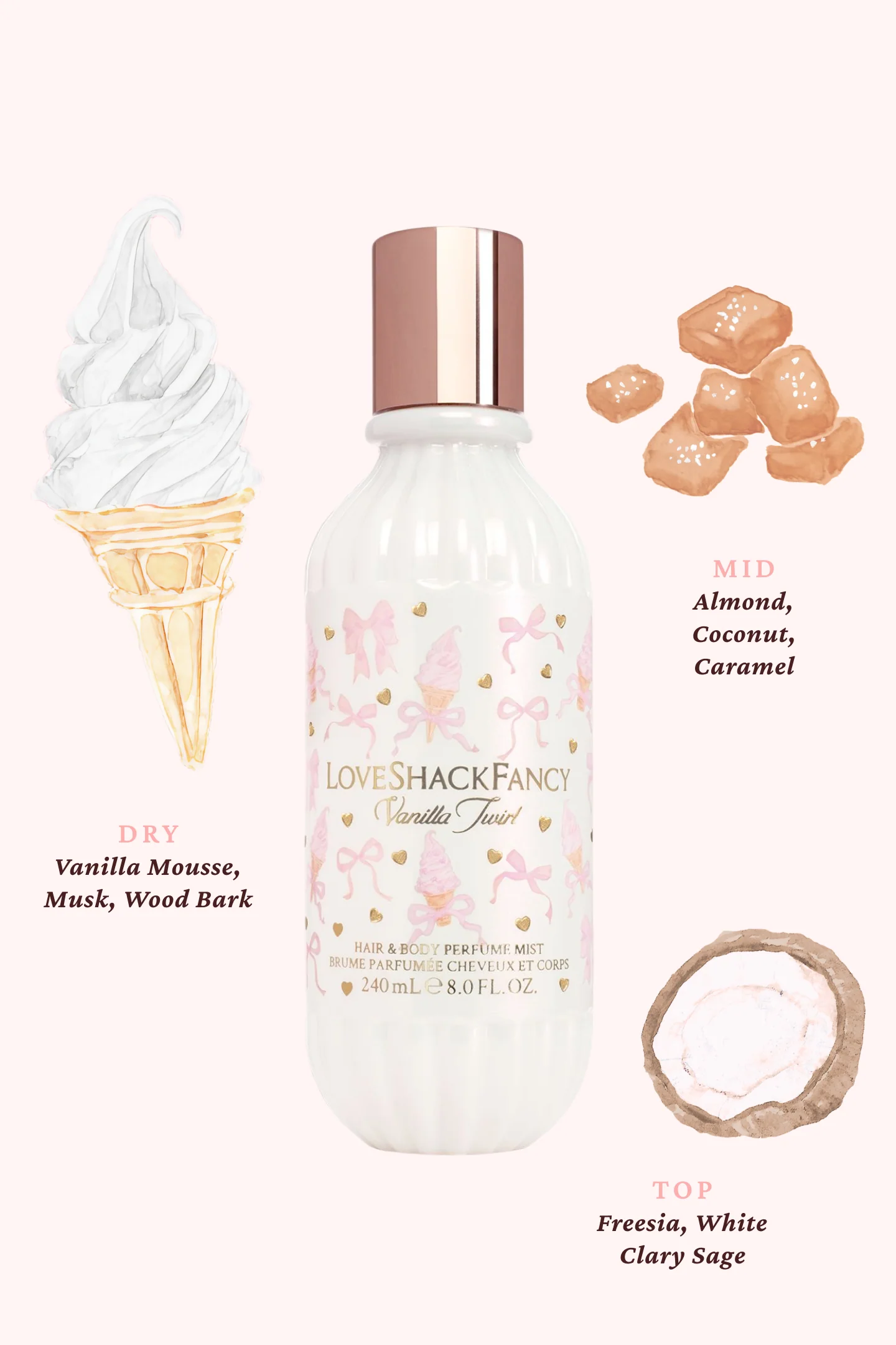Vanilla Twirl Hair & Body Perfume Mist with Vanilla Mousse and Salted Caramel - Image 3