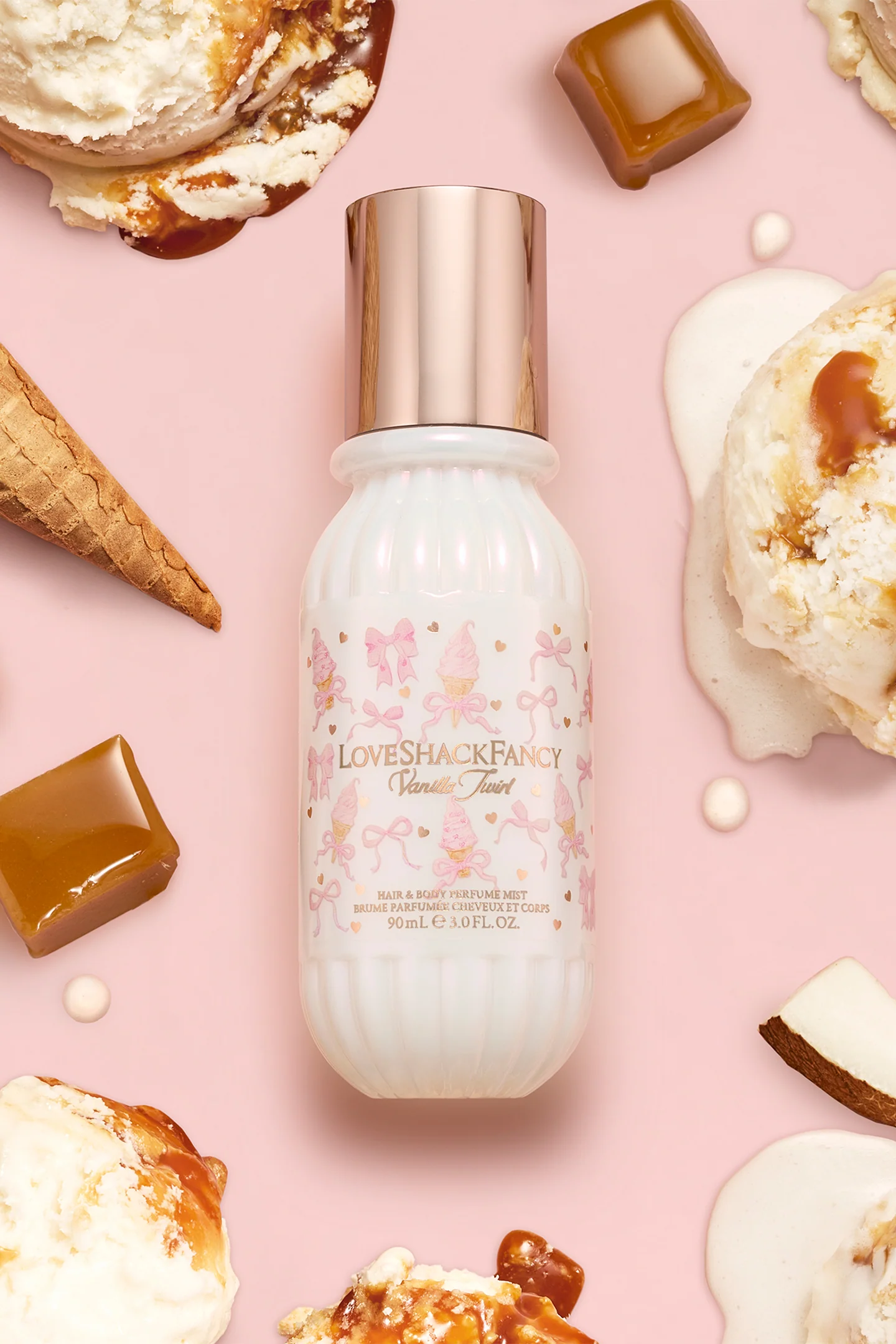 Mini Vanilla Twirl Hair & Body Perfume Mist with Vanilla Mousse and Salted Caramel - Image 2