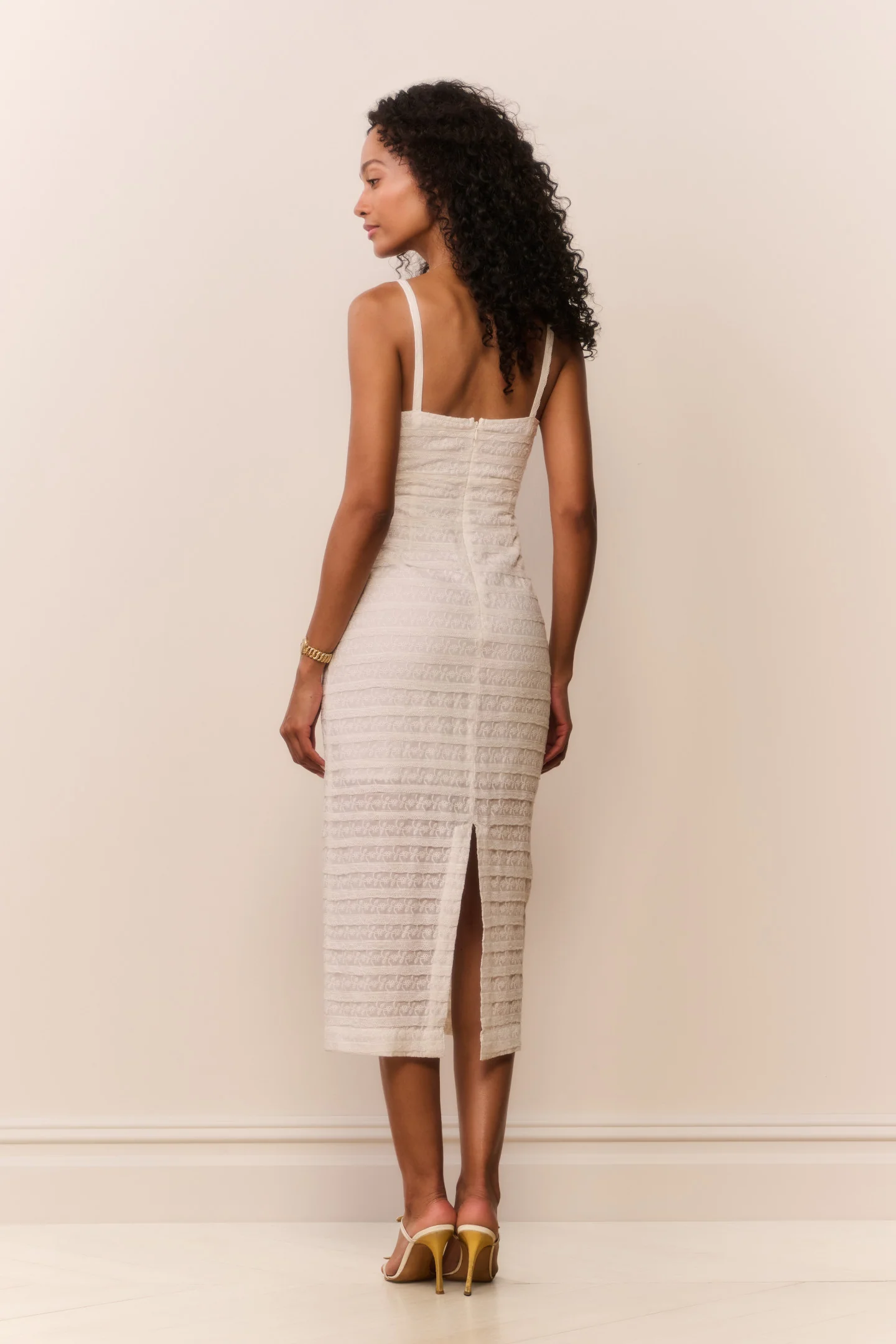 Verna Lace Stripe Midi Dress - Image 5