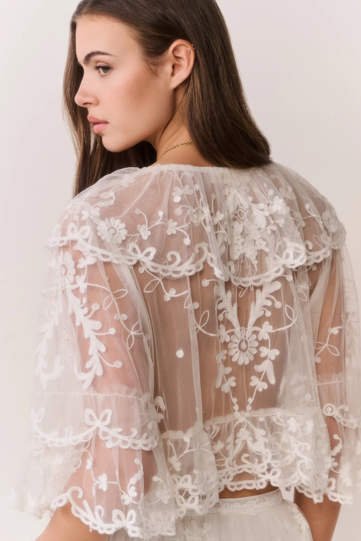 Vessia Sheer Embroidered Mesh Top - Image 5
