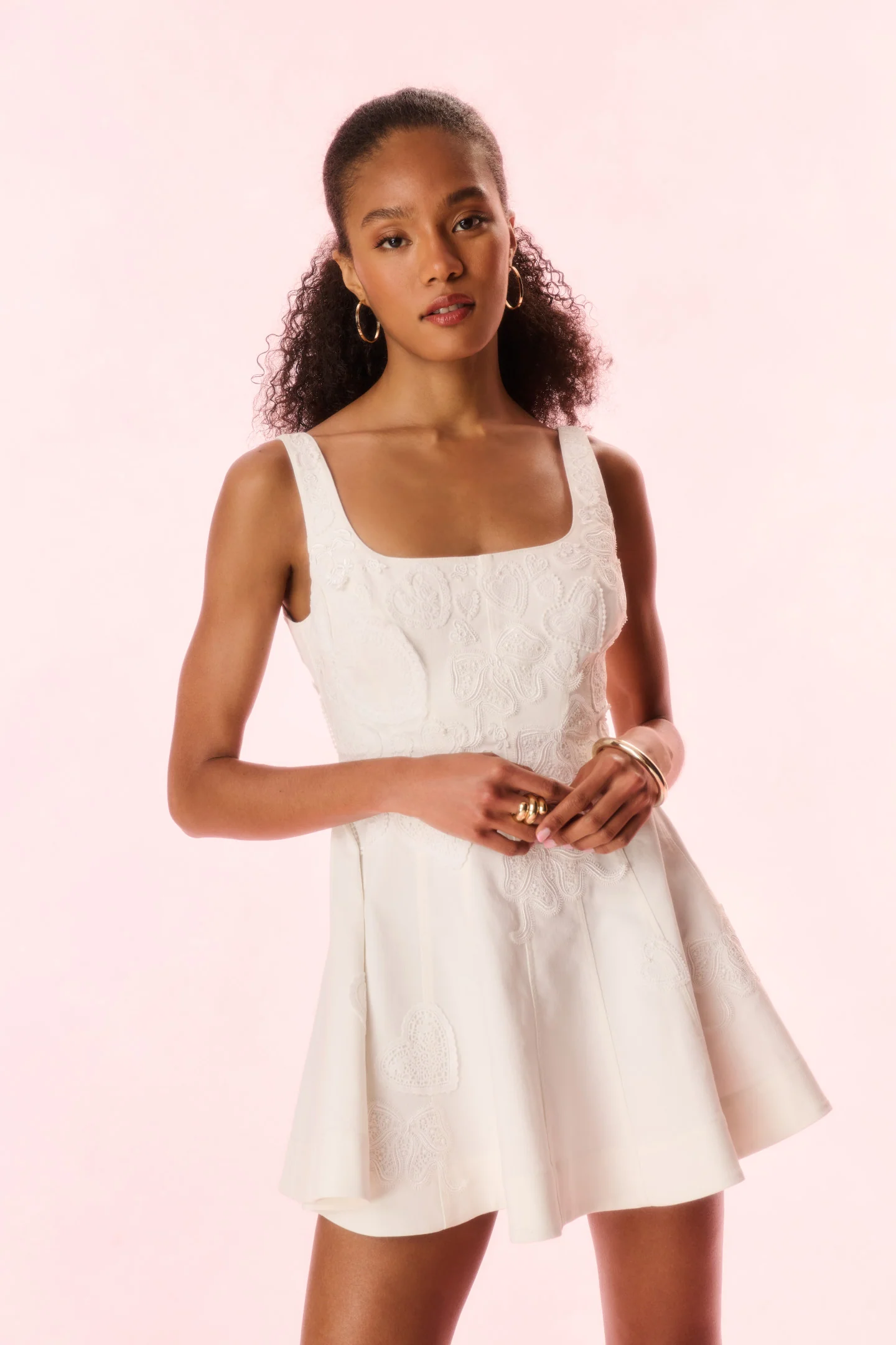 Vionne Denim Embroidered Mini Dress - Image 3