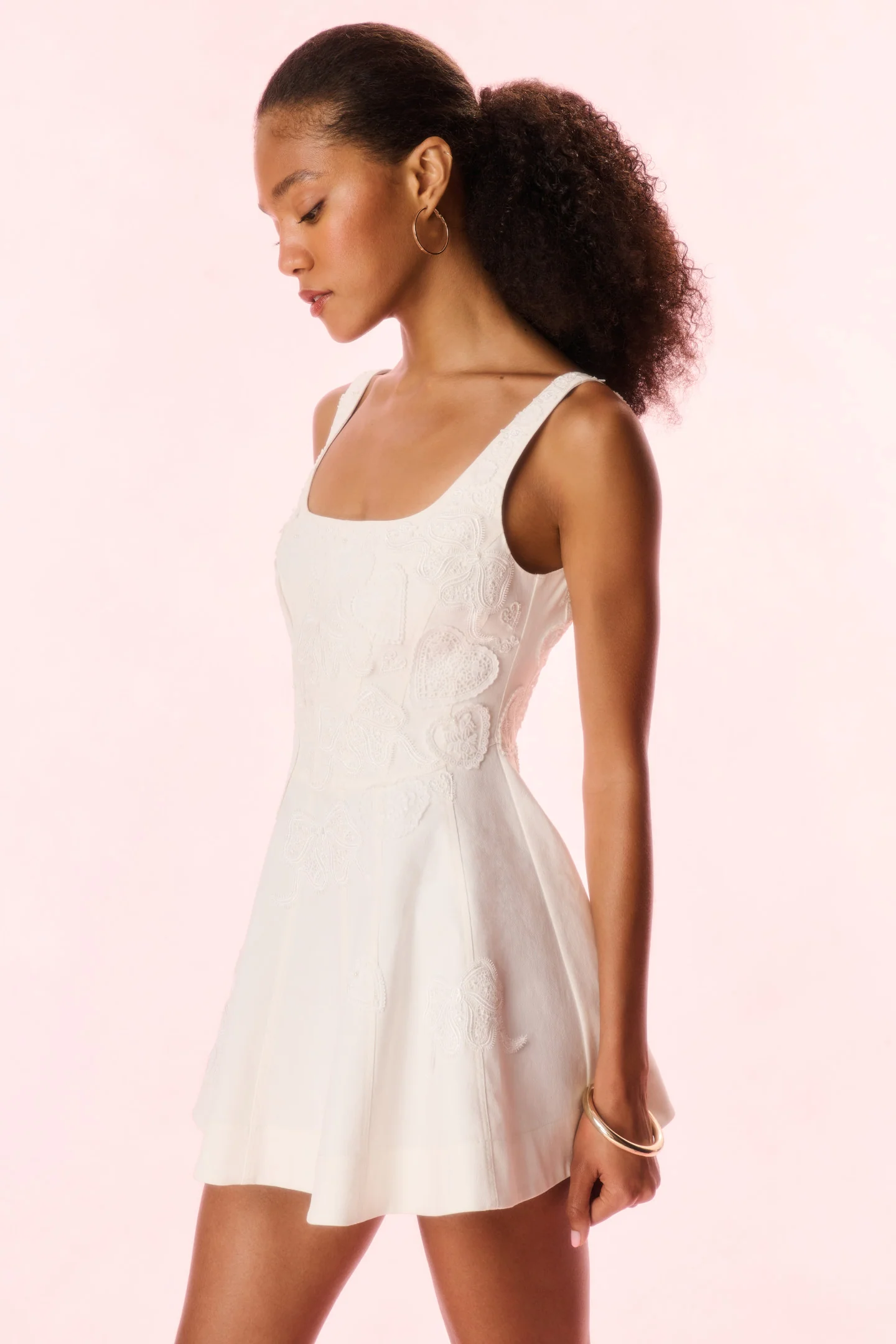 Vionne Denim Embroidered Mini Dress - Image 4