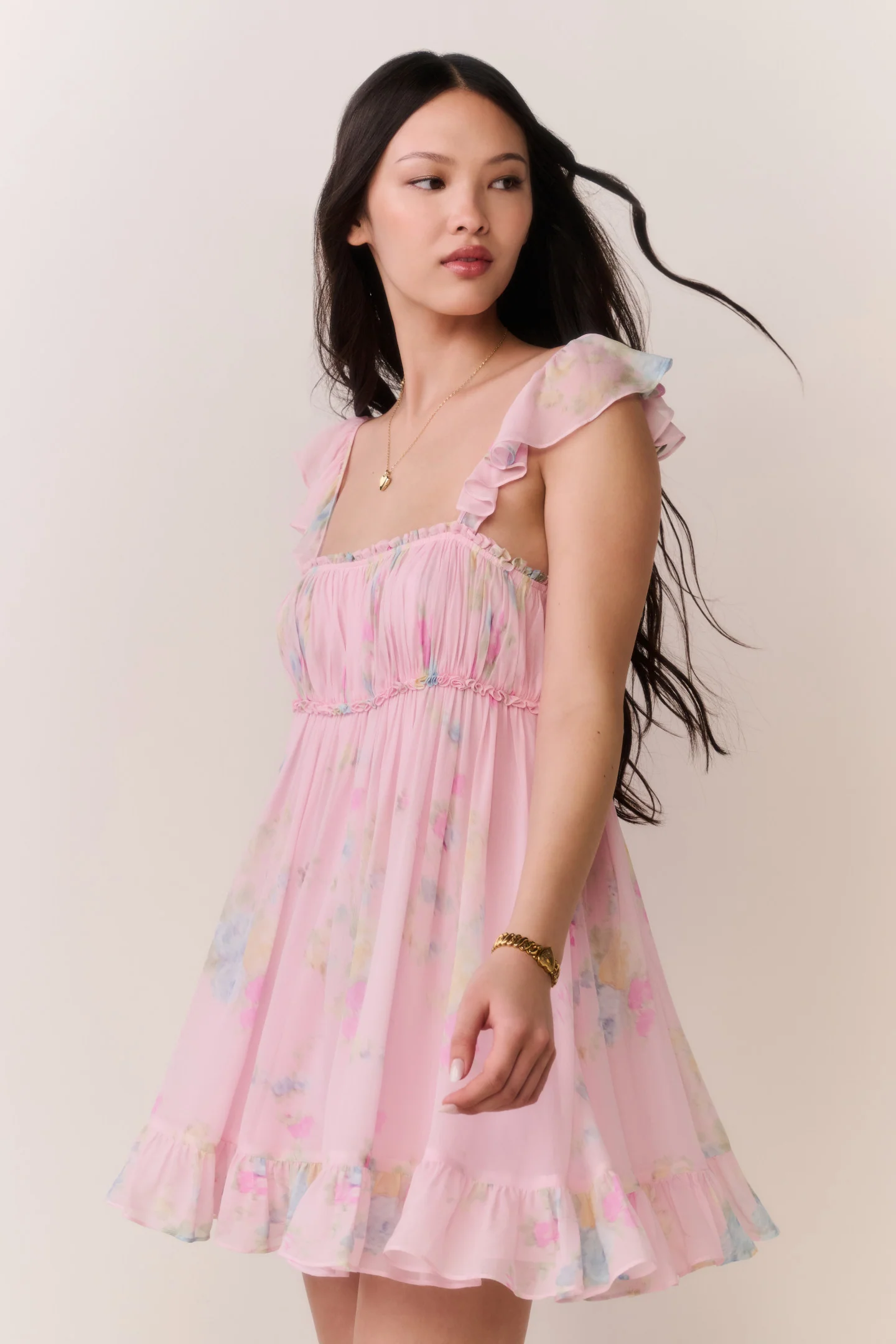 Zanira Floral Chiffon Mini Dress - Image 4
