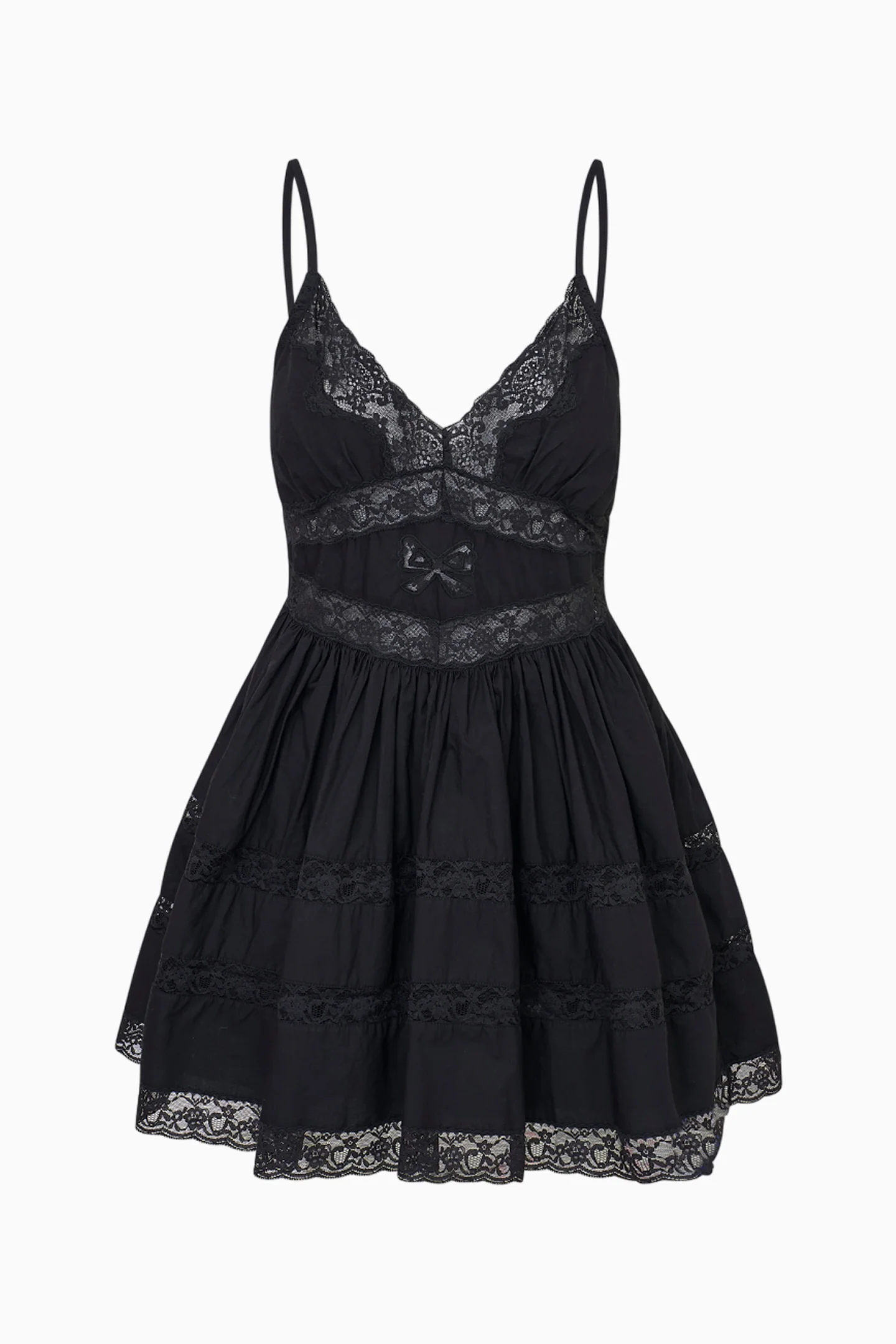 Zima Cotton Lace Bow Mini Dress - Image 6