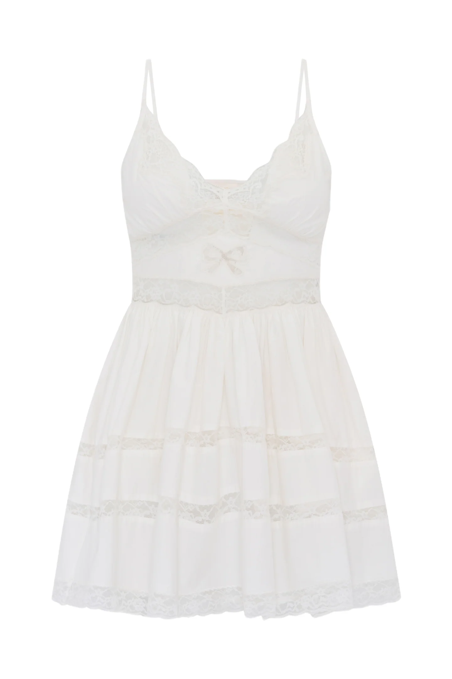 Zima Cotton Lace Bow Mini Dress - OPTIC WHITE - Image 6