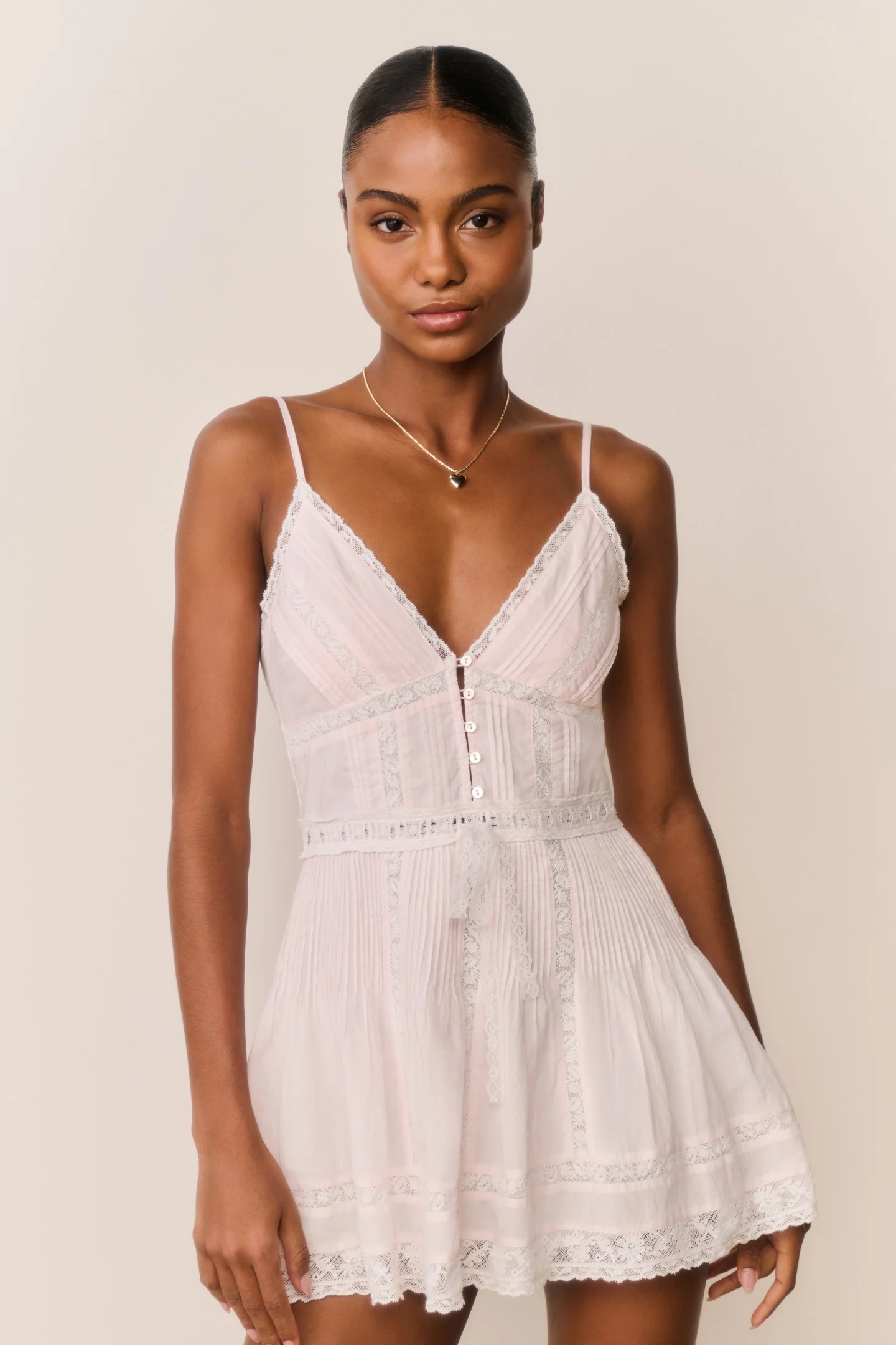 Zirelle Pink Cotton Lace-Trimmed Mini Dress - Image 3