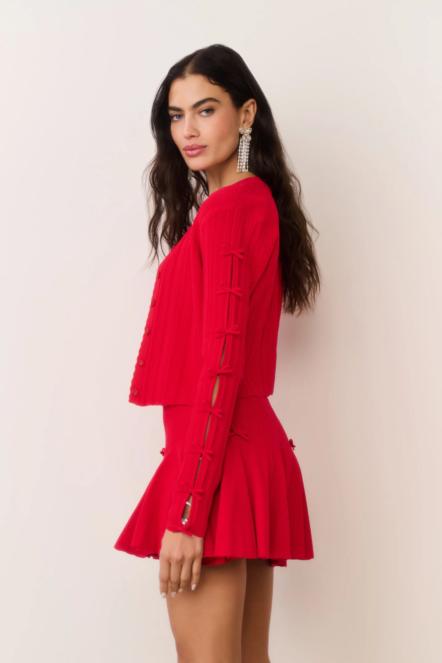 Zoriah Rib Pointelle Knit Cardigan - Image 3